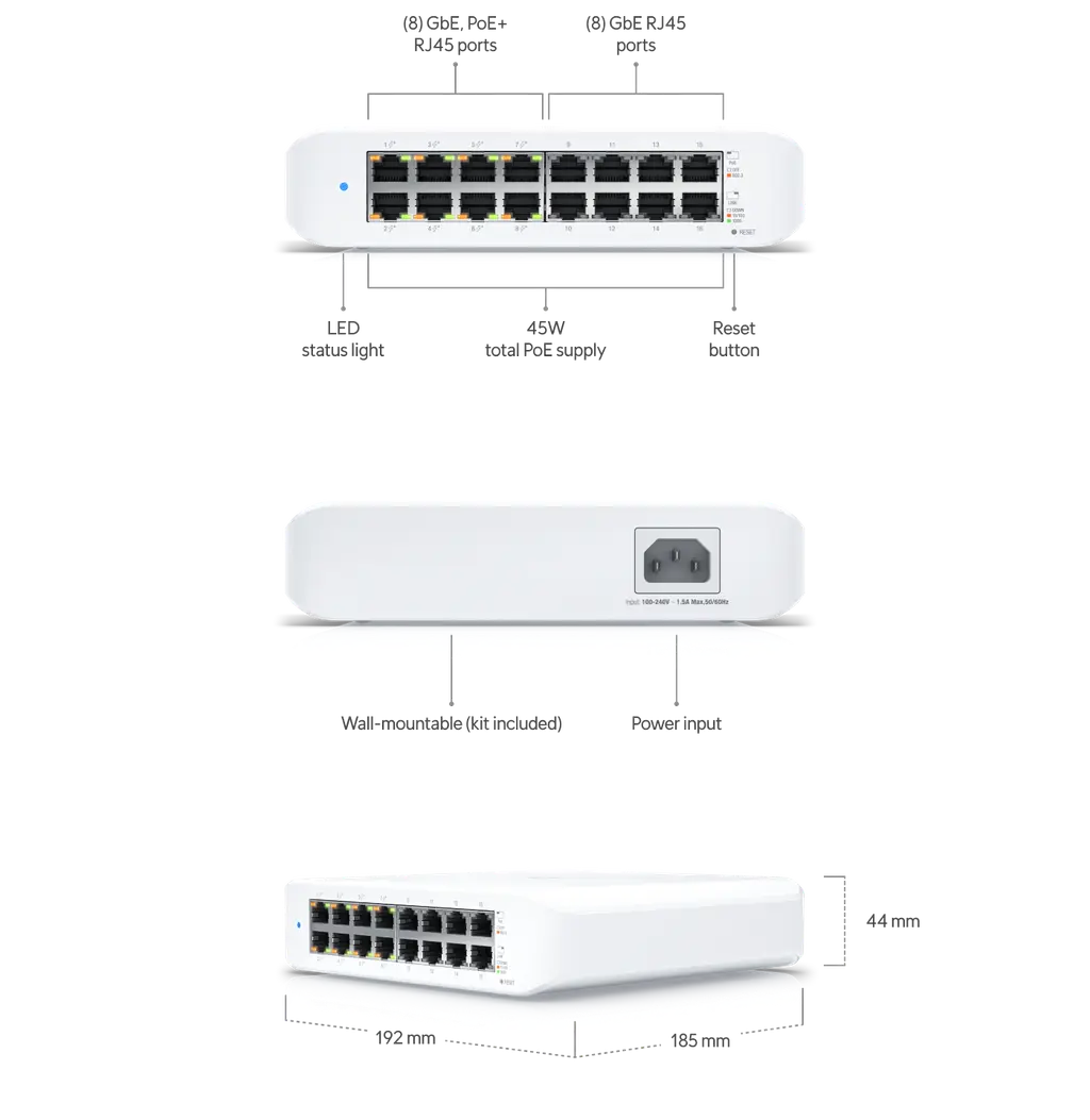 Ubiquiti UniFi Switch Lite 16 PoE (UBNT-NHU-USW-LITE-16-POE)